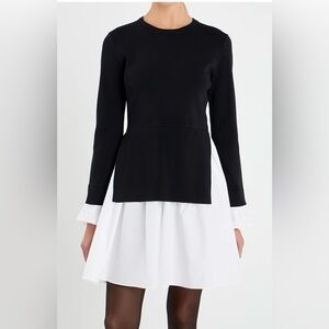 NWOT English Factory - Poplin Combo Knit Dress